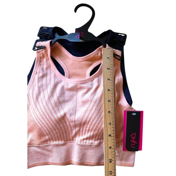 RYKA Women's 2 PACK Sports Bra Adjustable Removable Pads Size S Peach & Navy - Picture 6 of 6